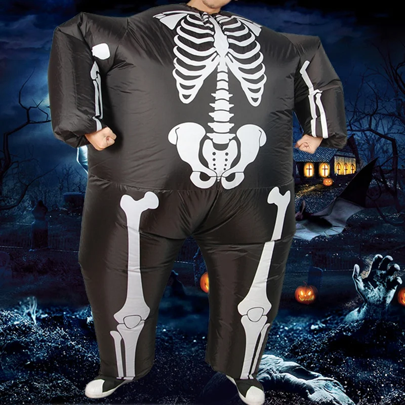 

Halloween Inflatable Clothing Horror Black Skeleton Inflatable Doll Clothes Jumpsuit Cosplay Costume