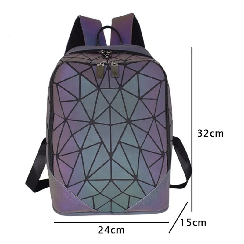 Модный женский рюкзак Mochila, геометрические светящиеся рюкзаки сумка для девочек, фосфоресцирующие дорожные сумки на плечо для школы, рюкзак