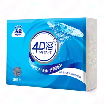 

390 Sheets Kitchen Paper Dry Toilet Paper Rolls Pack Toilet Paper 4D Soluble Embossed Flat Paper Square Wrap Straw Household