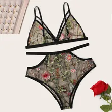 S-2XL Women Lingerie Corset Lace Underwire V-Neck Floral Embroidered Lace Lingerie Set Sous Vetement Femme Sexy Ensemble