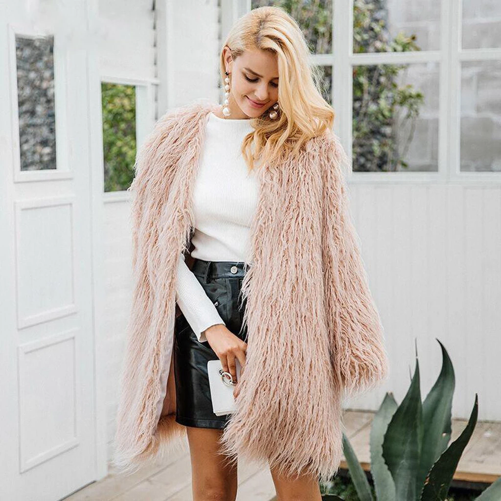 JAYCOSIN Fashion Faux Fur Coat Women Fluffy Female Outerwear Autumn Winter Coat Jacket Loose Overcoat Multicolor 1104