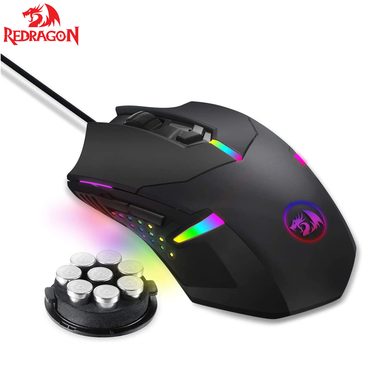 Redragon M601 RGB Gaming Mouse Wired 7 Button Programmable Mouse Macro Recording Weight Tuning Set 7200 DPI for Windows PC best office mouse