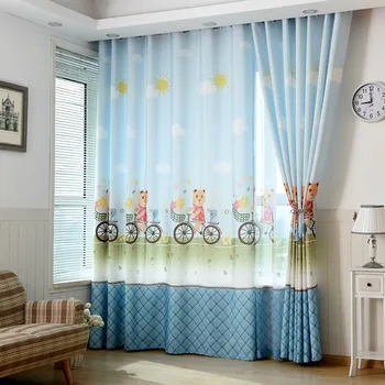 

New Cartoon Bear Blackout Window Curtains For Kids Living Room Bedroom Custom Made Window Curtains for Children