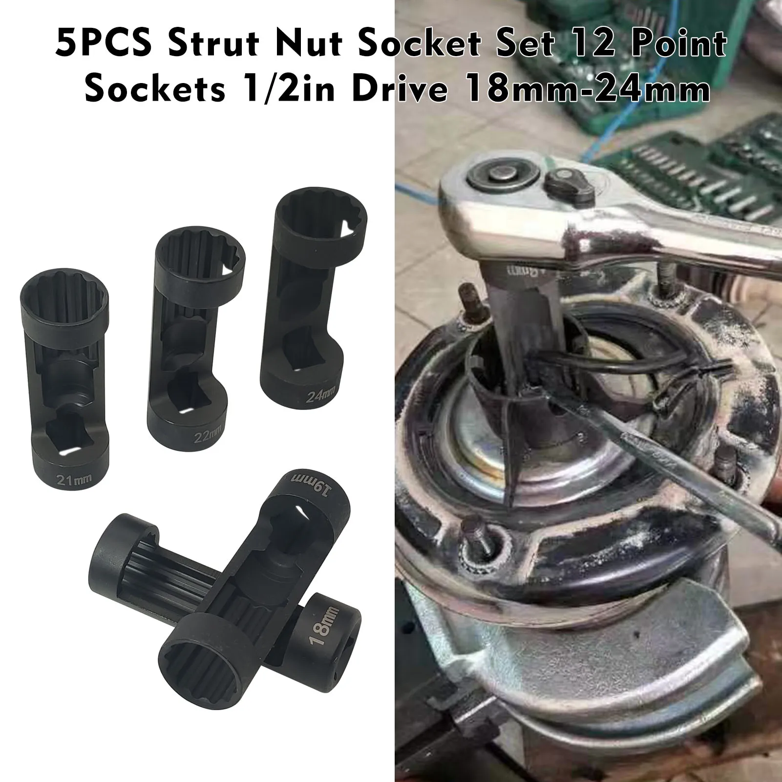 5PCS Strut Nut Socket Set 12 Point Sockets 1/2in Drive, 49 OFF