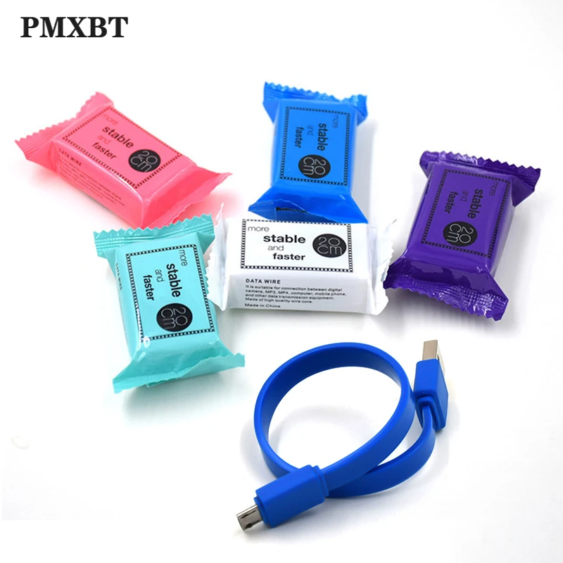 

Mini Short USB Charger Cable Micro 20cm Flat Candy Color Charging Data Sync Cable For iPhone Type C Android Cellphone USB C Cord