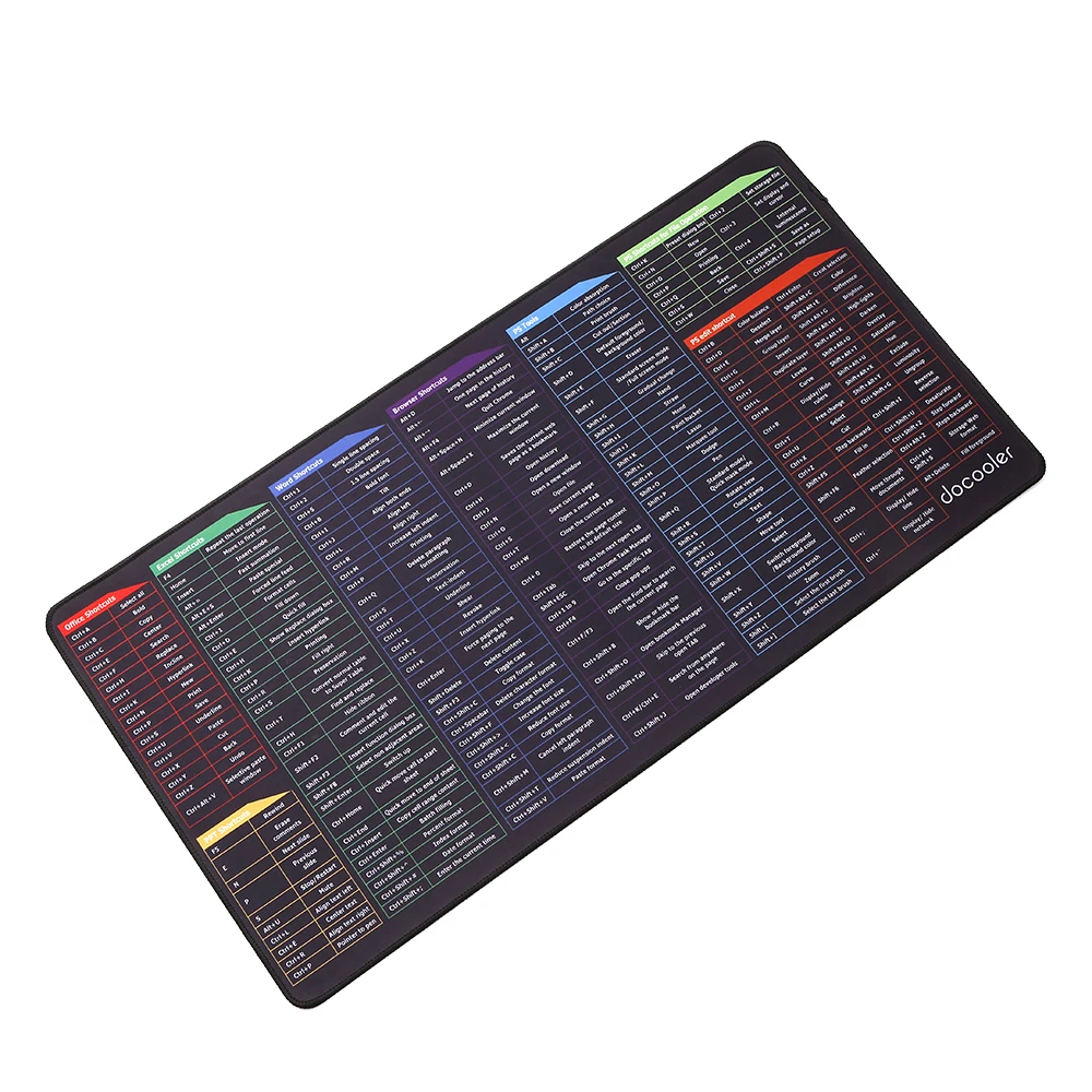 Docooler Oversized Gaming Mouse Pad Keyboard Shortcuts Mouse Pad
