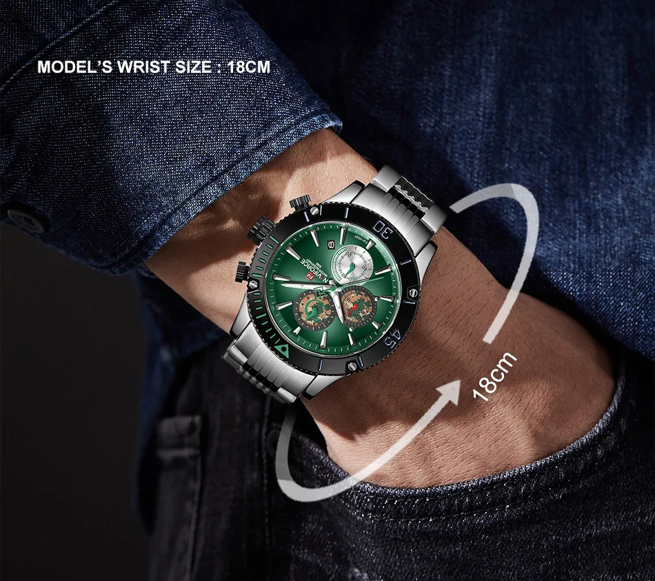 Top Luxury Brand NAVIFORCE Men Watch Fashion Silver Green Mens Quartz Watches Male Stainless Steel Sport Waterproof Wristwatches