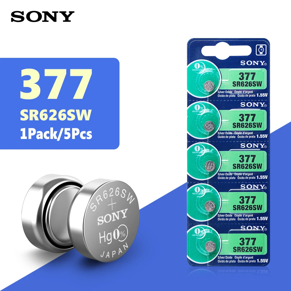 2022 New 5pc For Sony Original 377 Sr626sw Sr626 Ag4 1.55v Silver Oxide