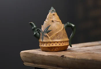 

Chinese Zisha Pottery Duan Clay Handmade Bamboo Shoots In Spring Gongfu TeaPot