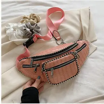 

Steel Ball Design Stone Pattern Women Fanny Pack 2020 Pu Leather Lady Crossbody Bag Brand Women Waist Bag Belt Shoulder Purse