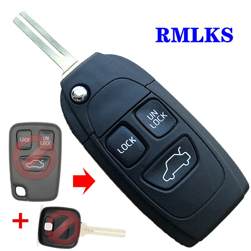 3 Pulsanti Remote Flip Pieghevole Smart Car Key Shell Case Per Volvo Xc70 Xc90 V50 V70 S60 S80 Auto Key Fob Cover