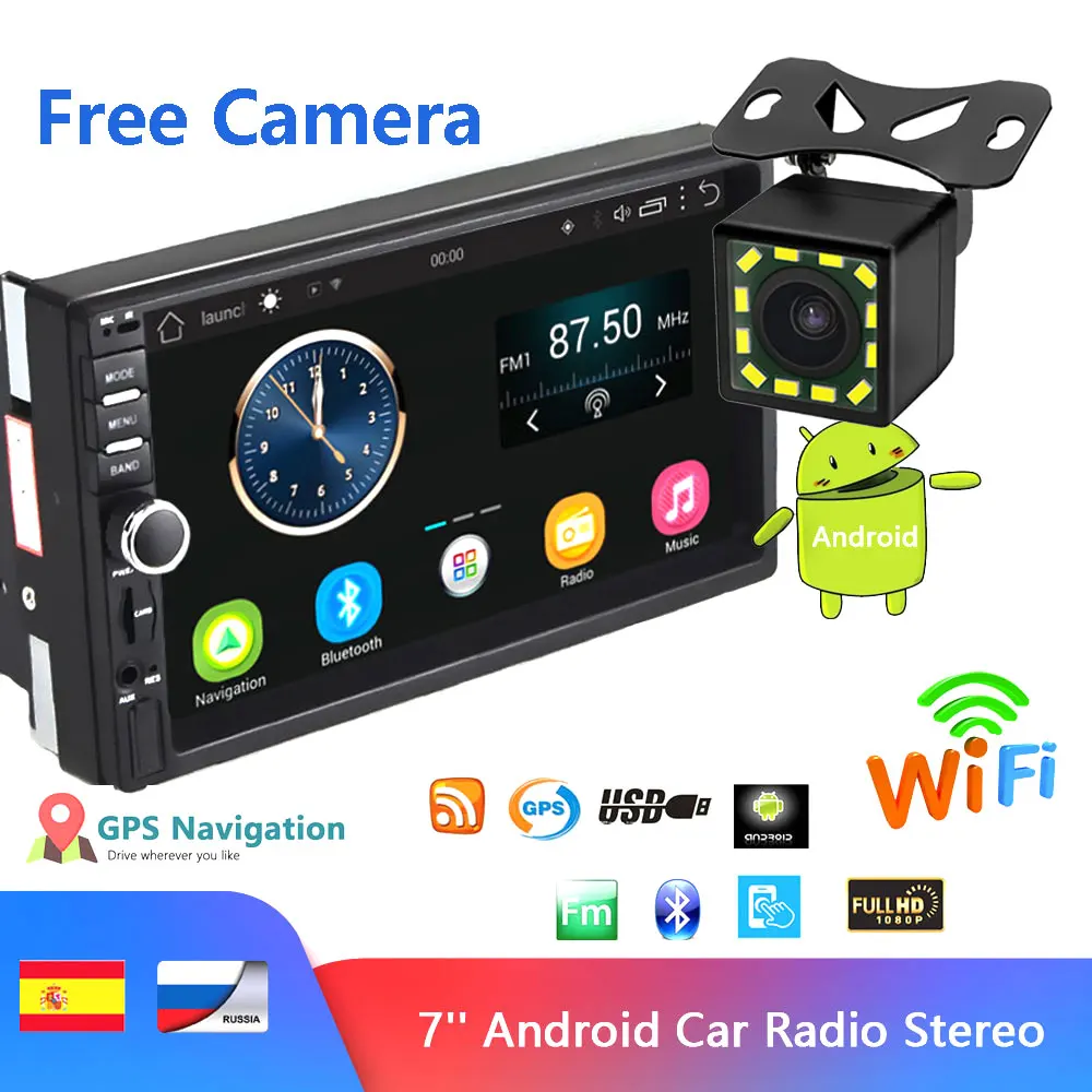 BYNCG 7 дюймов Android автомобильный Радио Стерео gps навигация Bluetooth USB SD 2 Din сенсорный