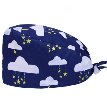 

Rain Surgical Caps Medical Nurse Work Hat Chef Cooking Working Skull Cap 100% Cotton Tieback With Sweatband Nursing