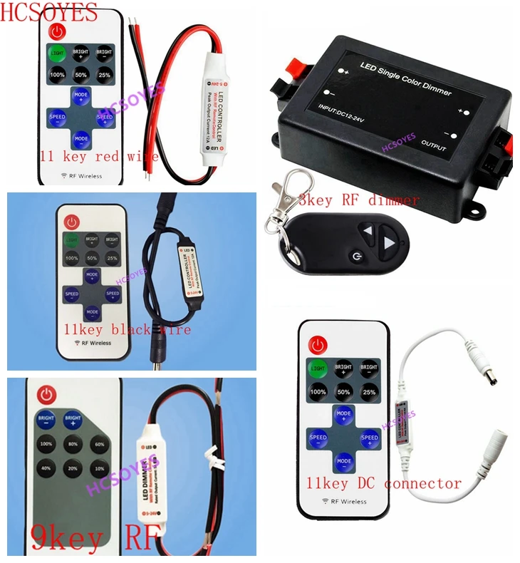 DC5-24V 11key 3Key 9key DC RF беспроводной монохромный СВЕТОДИОДНЫЙ контроллер Диммер для