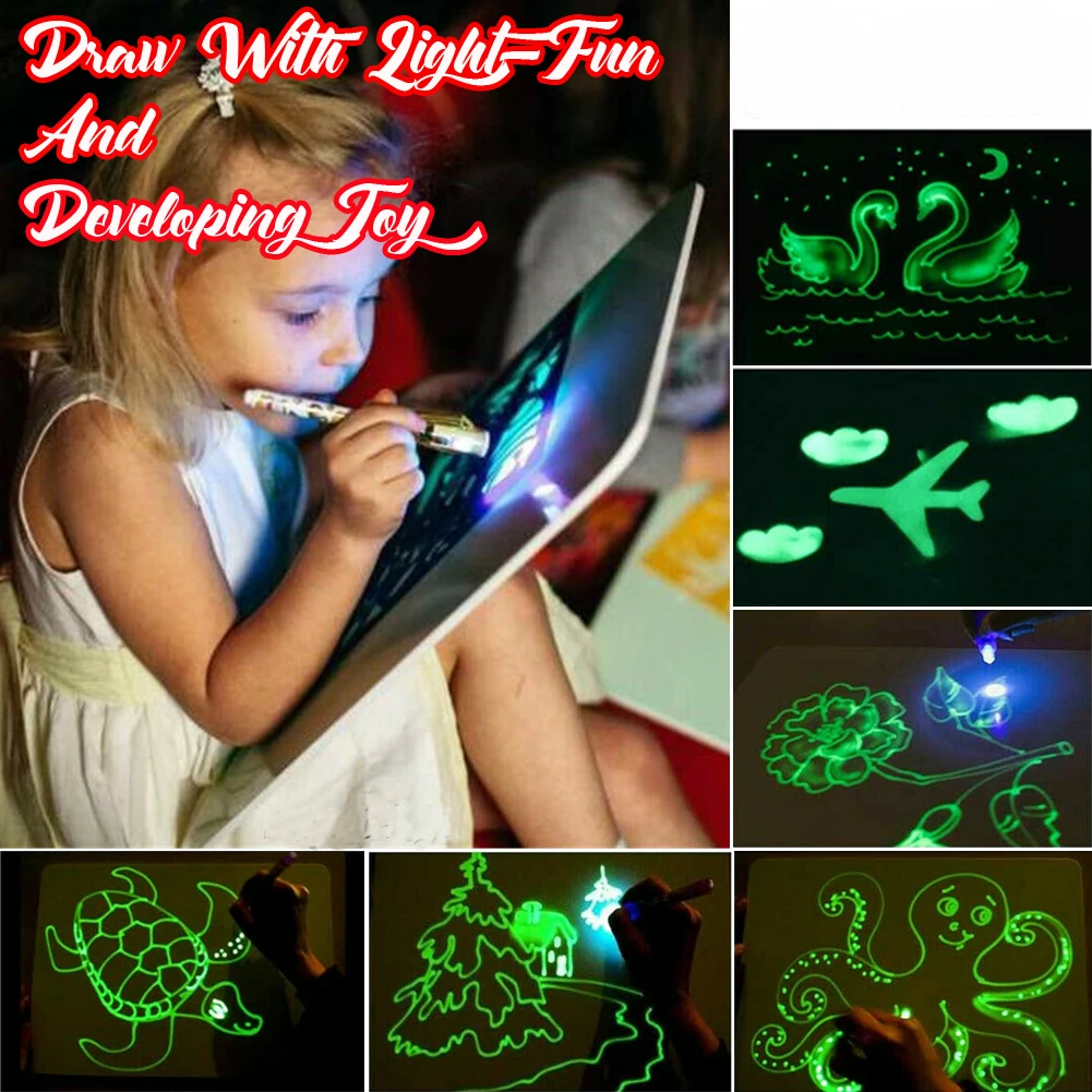 

New Draw With Lights Fun And Developing Toy Drawing Board Magic Draw Educational Fluorescent Luminous Board Toy