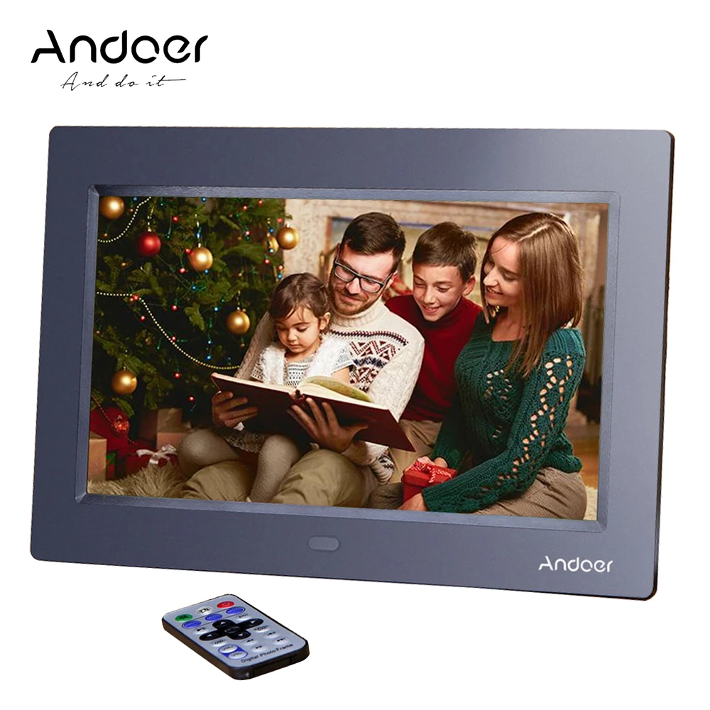 Andoer 10 ''HD TFT-LCD 1024*600 Цифровые фото настенные часы MP3 MP4 видеоплеер с дистанционным управлением рабочего стола цифровое фото рамка