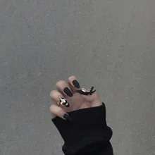 390-черный и золотой niao одежда Маникюр Европа и Америка Темный INS-стиль круглый носок поддельные ногти конечный продукт маникюр патч