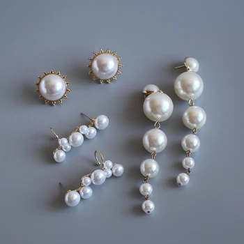 

ZX Wholesale Vintage Simulated Pearl Cuff Clip Earrings Wedding Party Long Ear Crawlers Women Girl Cute Statement Jewelry Gift