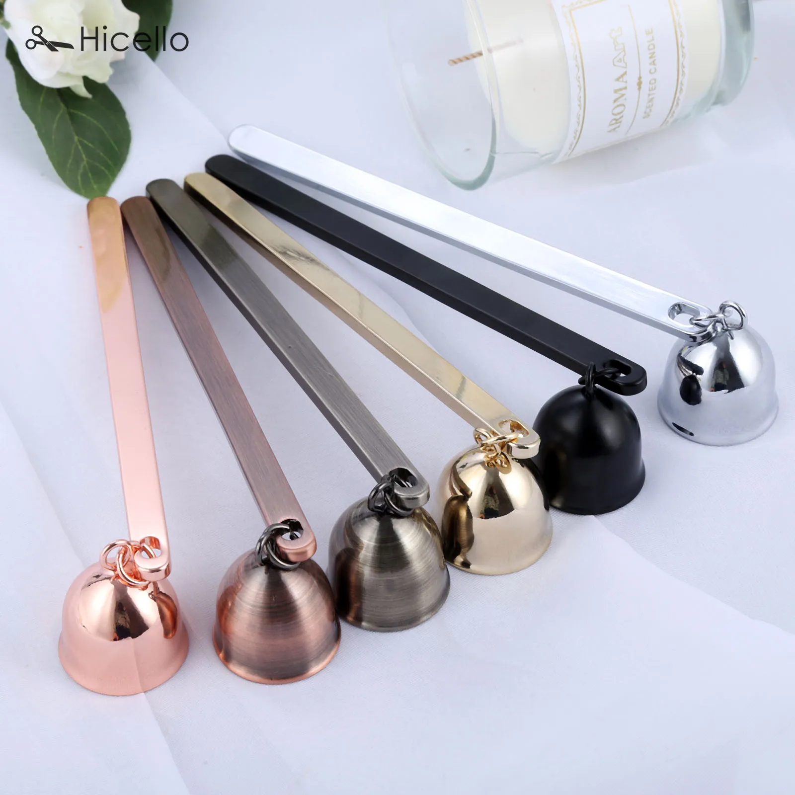 1pc Candle Snuffer Bell shape Stainless Steel Vintage Candle Wick Extinguisher put out flame Home Rose Gold Silver Black Bronze