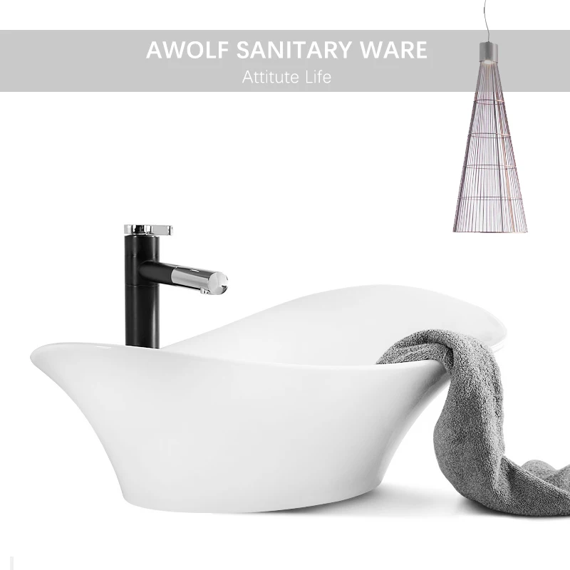 

Art Bathroom Sinks Black White Ceramic Vessel Washing Bowl Designer Modern Basin Lavatory Sink With Drain Soft Hose AM938