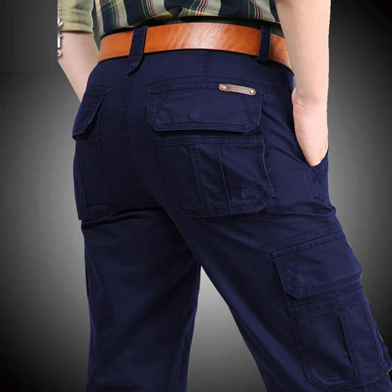 Günstig Marke Cargo Hosen Herren Baumwolle Military Multi taschen Baggy Männer Hosen Beiläufige Lange Hose Männlichen Overalls Armee Hose pantalon homme