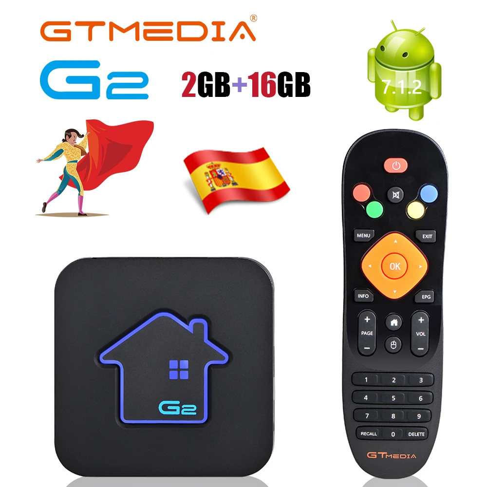 GTmedia G2 Android ТВ Декодер 2 Гб ОЗУ 16 Гб ПЗУ S905W Android 7,1 DRM Widevine L1 4K H.265 2,4G встроенный Wifi IP tv Netflix