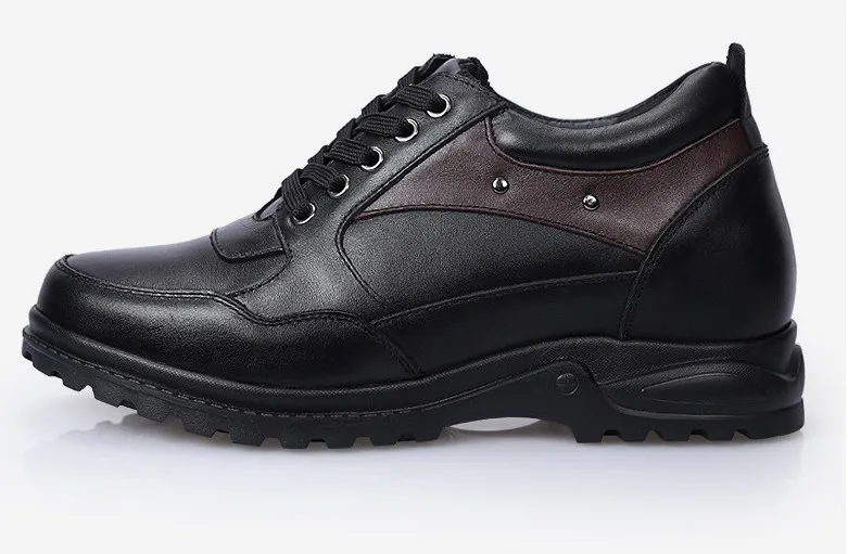 Г., обувь из натуральной кожи, увеличивающая рост, со скрытой стелькой, увеличивающая рост, мужская повседневная обувь на высоком каблуке 9 см, кроссовки - Цвет: black