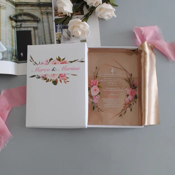 

10pcs clear acrylic card with printed box custom acrylic wedding invitation card(print any color) hot sale menu card