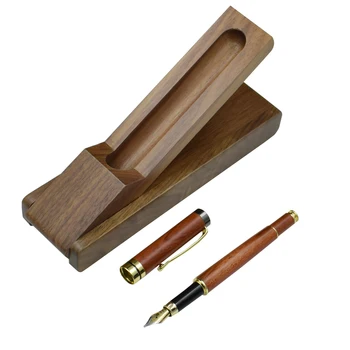 

One Set Pen Ink Nature Wood Fountain Pen With Gift Box 0.5 mm Writing Tools For Office School Supplies Writing Materials Gift