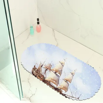 

Sailboat Hand Drawing Balcony Bathroom Mat Hydrophobic Non-Slip Door Mat Swimming Pool Public Places Non-Slip Mat