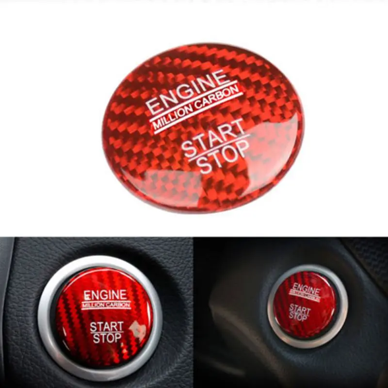 

Car Engine Ignition START Button Cover STOP Switch Key Decor Ring Carbon Fiber Sticker