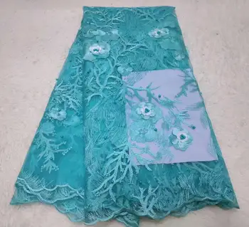 

Soft Latest Embroidered 3d Lace Fabric Emerald green African Lace Fabric 2019 High Quality Lace Tulle French Lace With 3d Flower