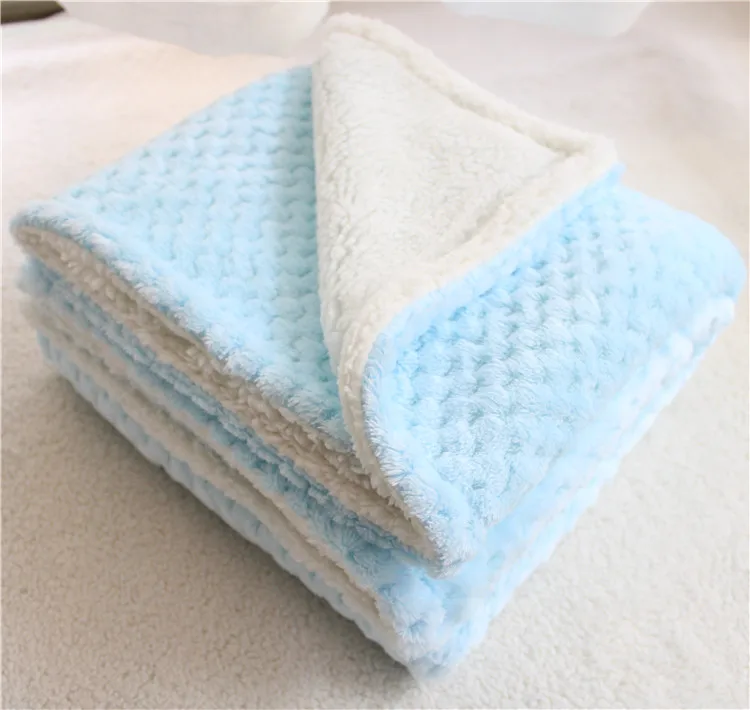 3D полосы 2 слоя зимняя теплая детская кровать уютное детское одеяло постельное одеяло для младенцев мягкие теплые меховые подстежка на искусственном меху детское одеяло - Цвет: thick 75X110cm