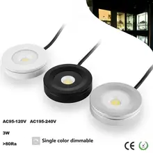 Без разреза шкаф светильник 3W 110V 220V поверхностного монтажа светодиодный вниз светильник s круглый COB ультра тонкий потолочный Кухня лампа