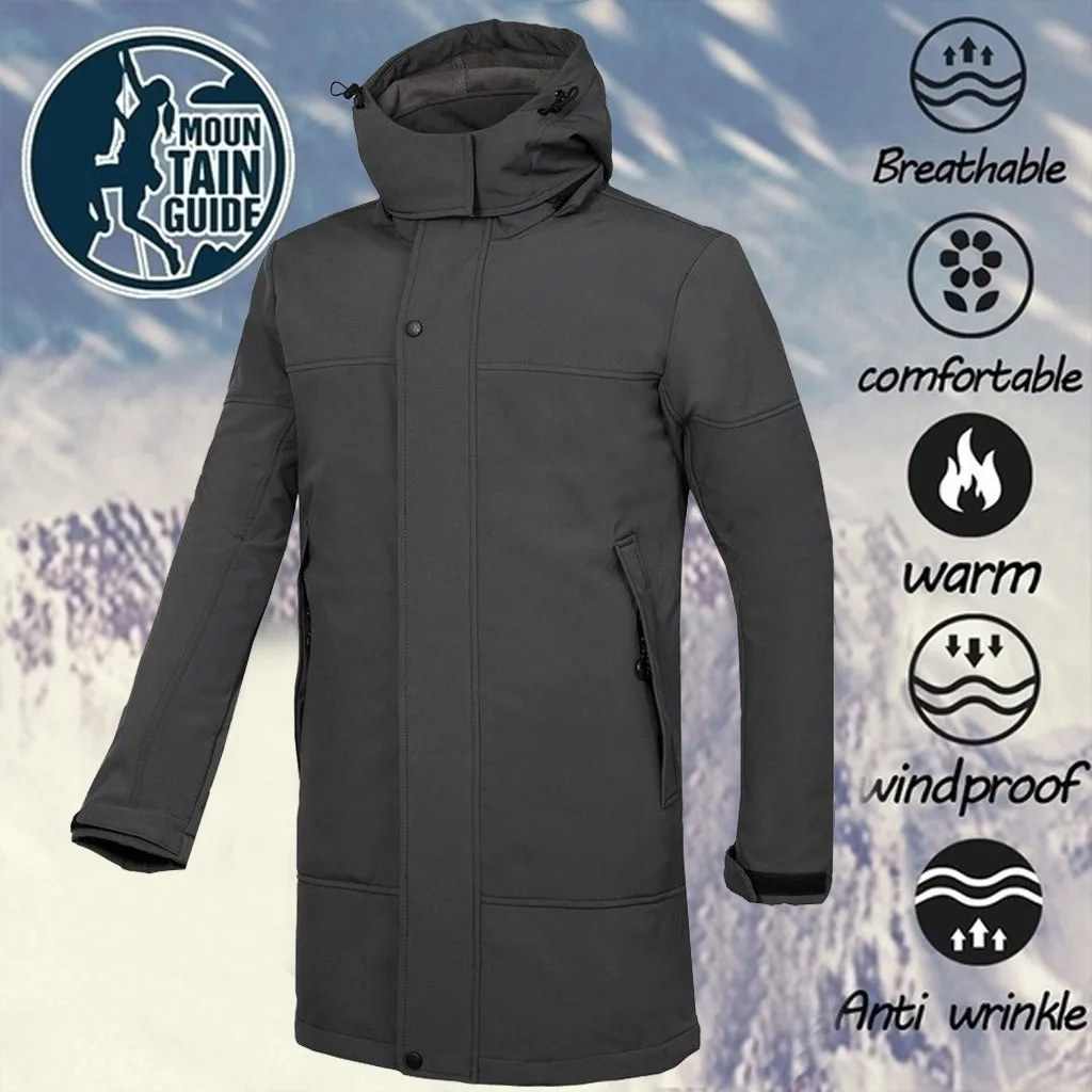 

Winter New Men Parkas Fashion Brand Men's Solid Color Thick Section Parka Male Casual Hooded Parka Waterproof Coat Shell Jacket