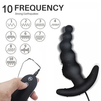 10 Frequency Vibrating Prostate Massager Anal Plug Vibrator Beads Butt Sex Toys Waterproof Powerful Wired For Men Couples 6