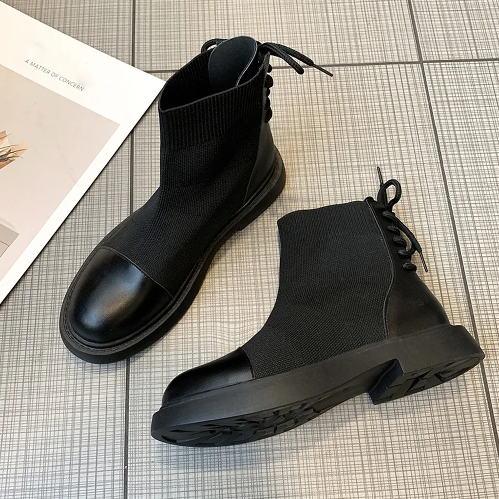 Women Socks Boots Autumn and Winter New Waterproof Boots Leather Woman Stretch Thin Boots Wild Botin Mujer Big Size#g25
