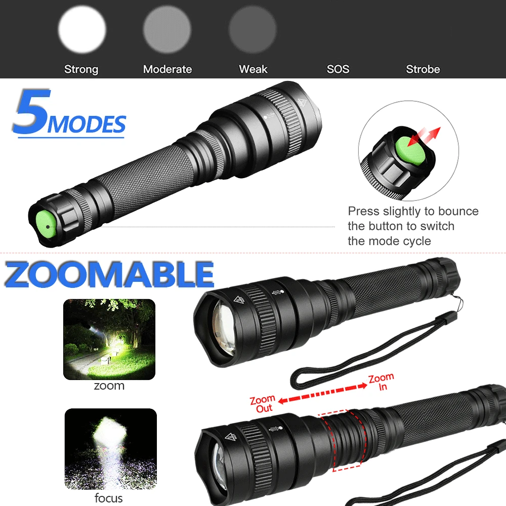Мощный светодиодный фонарик XHP70.2 фонарь с зарядкой от USB масштабируемый XHP70 XHP50