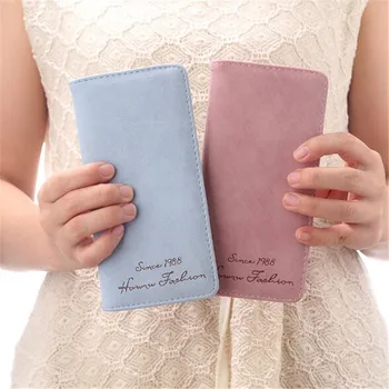 

Women Long Wallet Female Soft Matte Retro Money Clutches PU Leather Hasp Long Women Wallet ID Card Holder Money Purse carteira