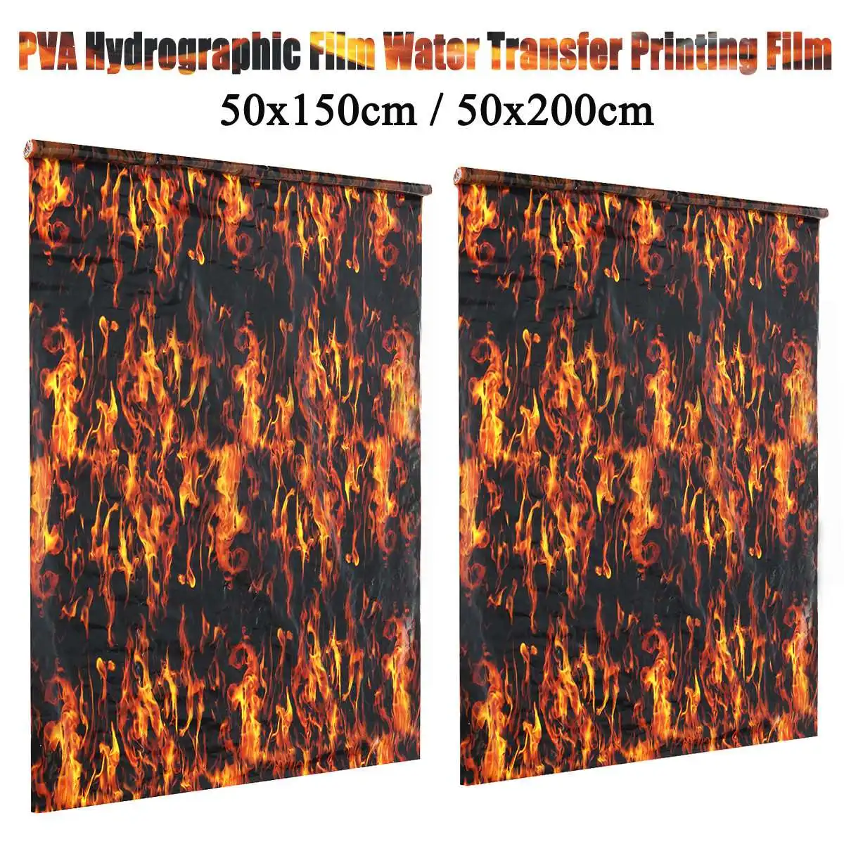 50x150cm/50x200cm PVA Hydrographic Black Flame Water Transfer Printing Hydro Dip Film Car Decal