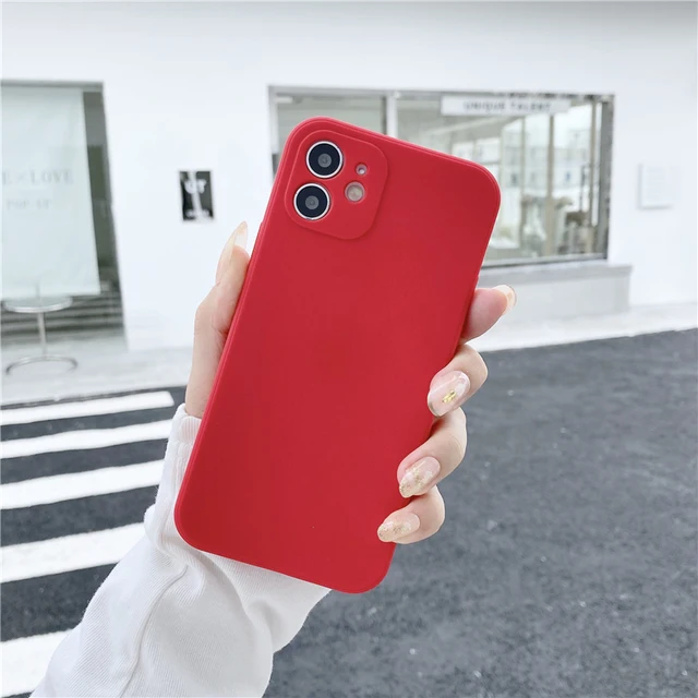 Soft Silicone Candy Colour Phone Case For iPhone 11 12 Pro Max 13Mini Camera Protection XS X XR 7 8 Plus SE2020 Matte Shockproof Red
