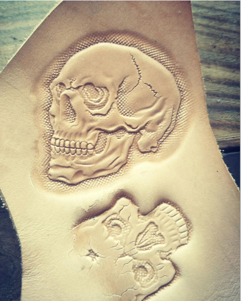 Локомотив Стиль 3D череп дизайн ручной работы кожа рабочие инструменты штемпели для резного орнамента штамп ремесло кожа с кожаной резьбы инструменты