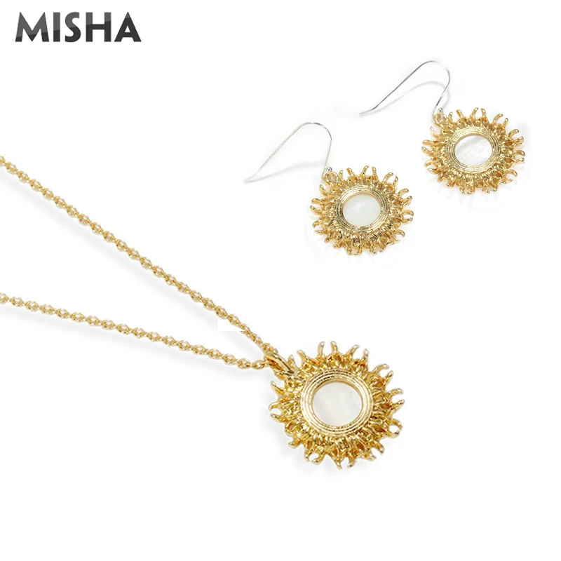 

MISHA Fashion Jewelry Sets Charm Ladies Necklace Earrings Goldplated Pendant Jewelry Birthday Gift Necklace Earring Sets L1012