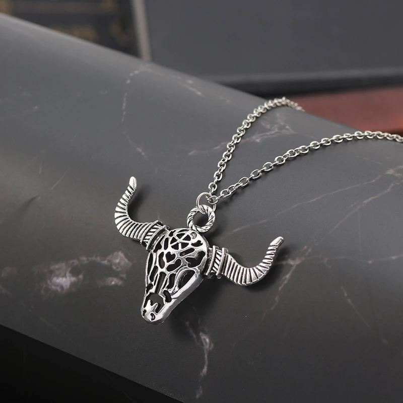 Панк Винтаж корова головное ожерелье для мужчин мальчиков мужской ретро металлический животное полые кулон ожерелье s хип-хоп вечерние Ювелирные изделия Подарки