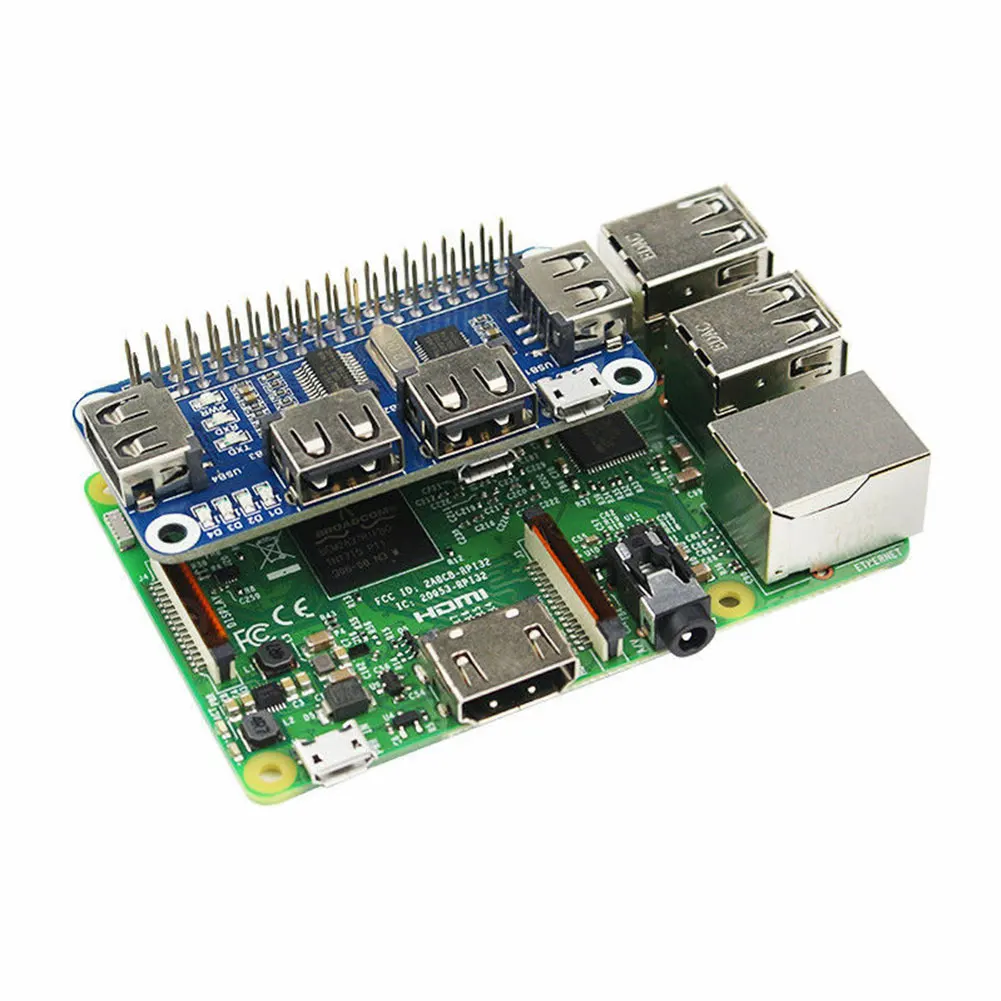 Подключи и играй usb-хаб Профессиональный 4 порта USB к UART отладка интегрированный мульти индикаторы Плата расширения 5 В для Raspberry Pi