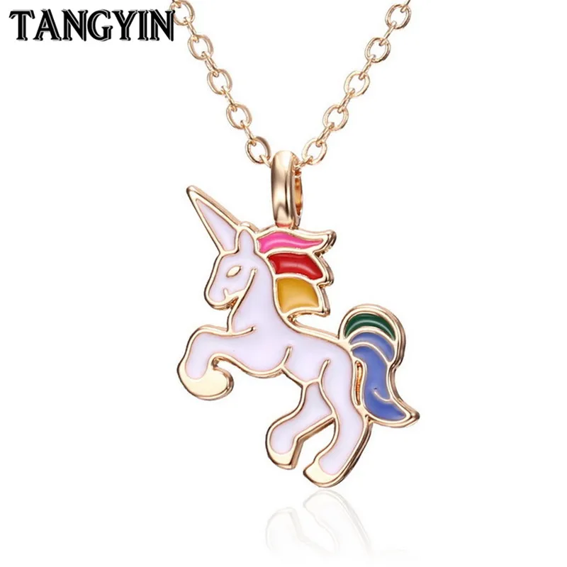 2019 модное женское ожерелье TANGYIN с единорогом эмалированная мультяшная лошадь