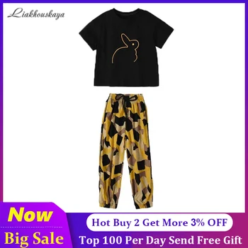 

Summer Girls Clothes Sets For Girls Solid Vest + Pants 2PCS Rabbit Costumes Teenage Kids Girls Clothes Set 6 8 10 12 13 14 Year