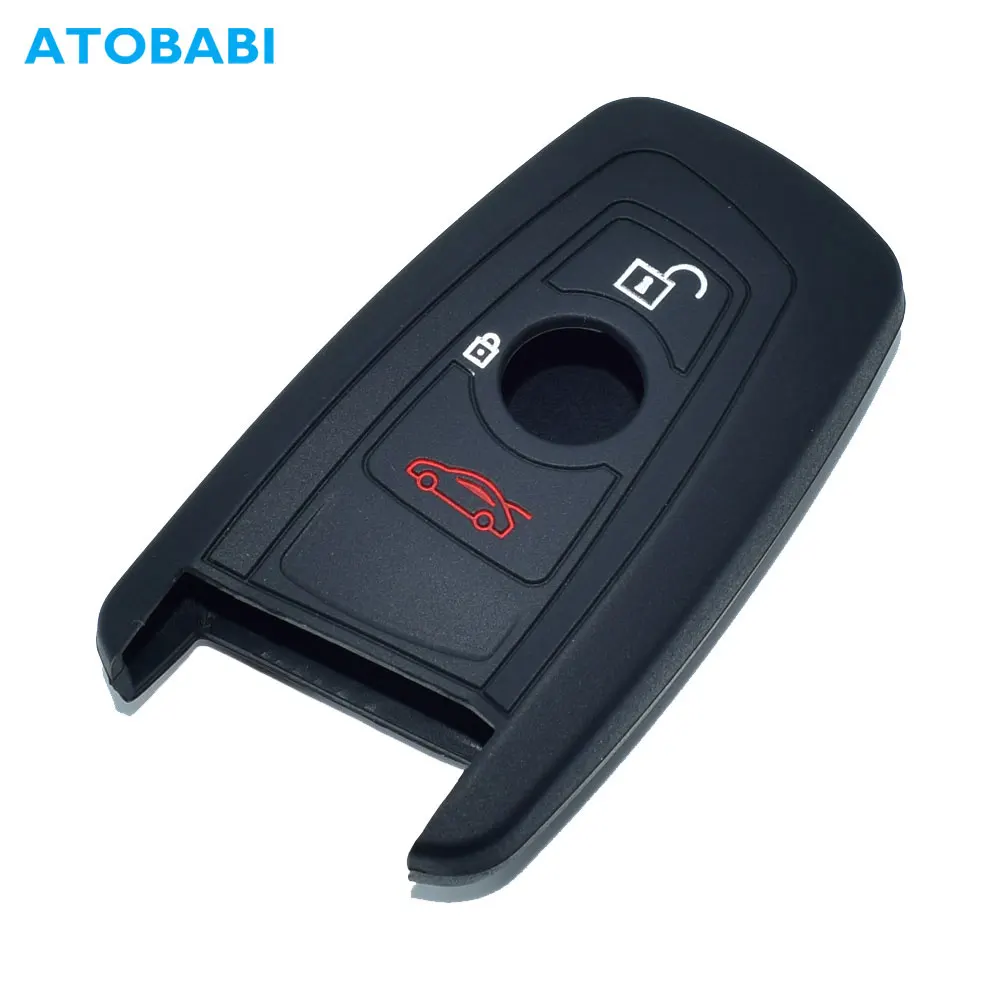 

Silicone Car Key Case For BMW F20 F30 F32 F07 F12 F02 F25 F26 Smart Remote Fob Protector Cover Black Keychain Bag Auto Accessory