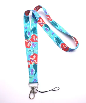 

10 pcs/20 pcs/50 pcs cartoon Ariel princess Lanyard Key Lanyard Cosplay Badge ID Cards Holders Neck Straps Keyring