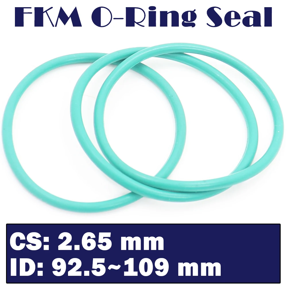 

CS2.65mm FKM Rubber Ring ID 92.5/95/97.5/100/103/105/106/109*2.65 mm 10PCS O-Ring Fluorine Gasket Oil seal Green ORing